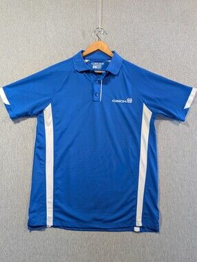 Cinch Polo Golf Shirt Men's Large Blue White Stripes